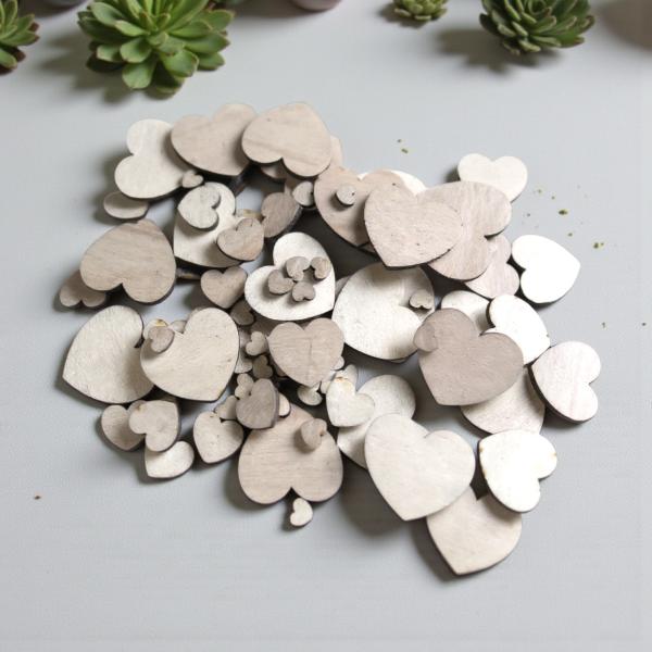 Herz Streudeko Holz Tischdeko Bastel Kreativ Bedarf Hochzeit Dekoherzen Streuteile verschiedene Größen